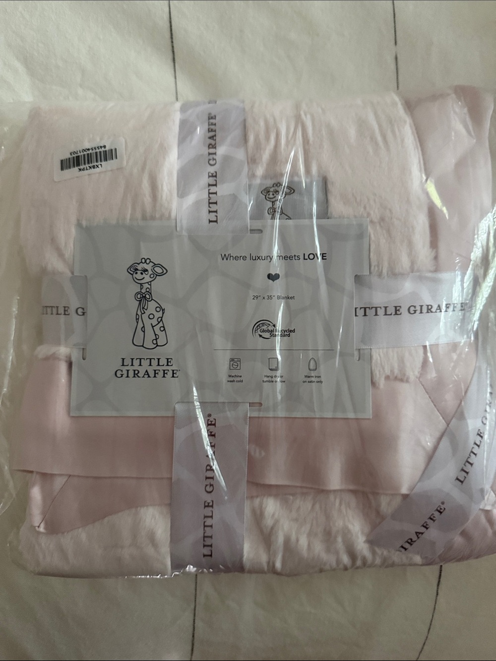 Little Giraffe Soft Pink Plush Blanket